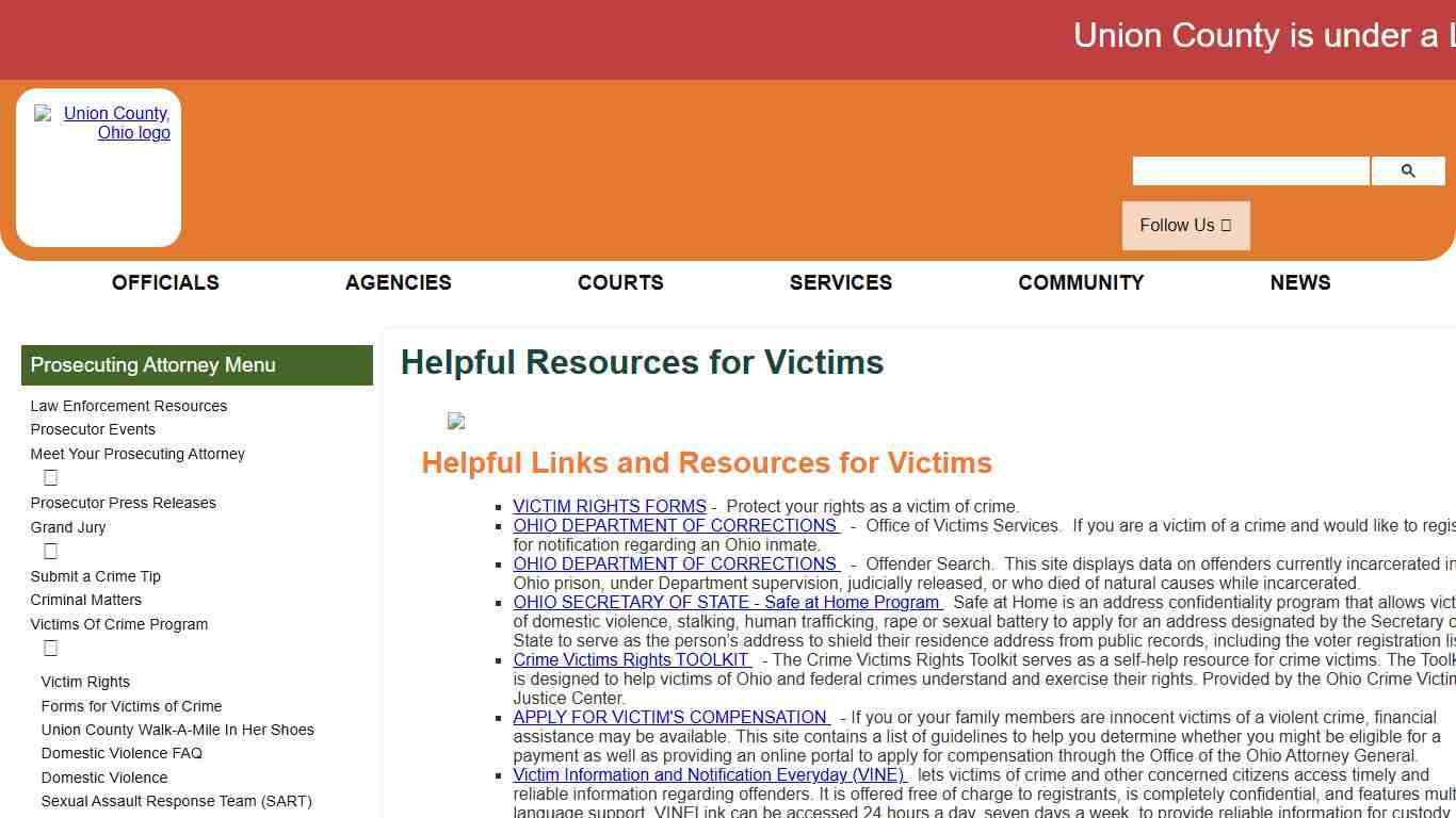 Union County, Ohio - Helpful Resources for Victims