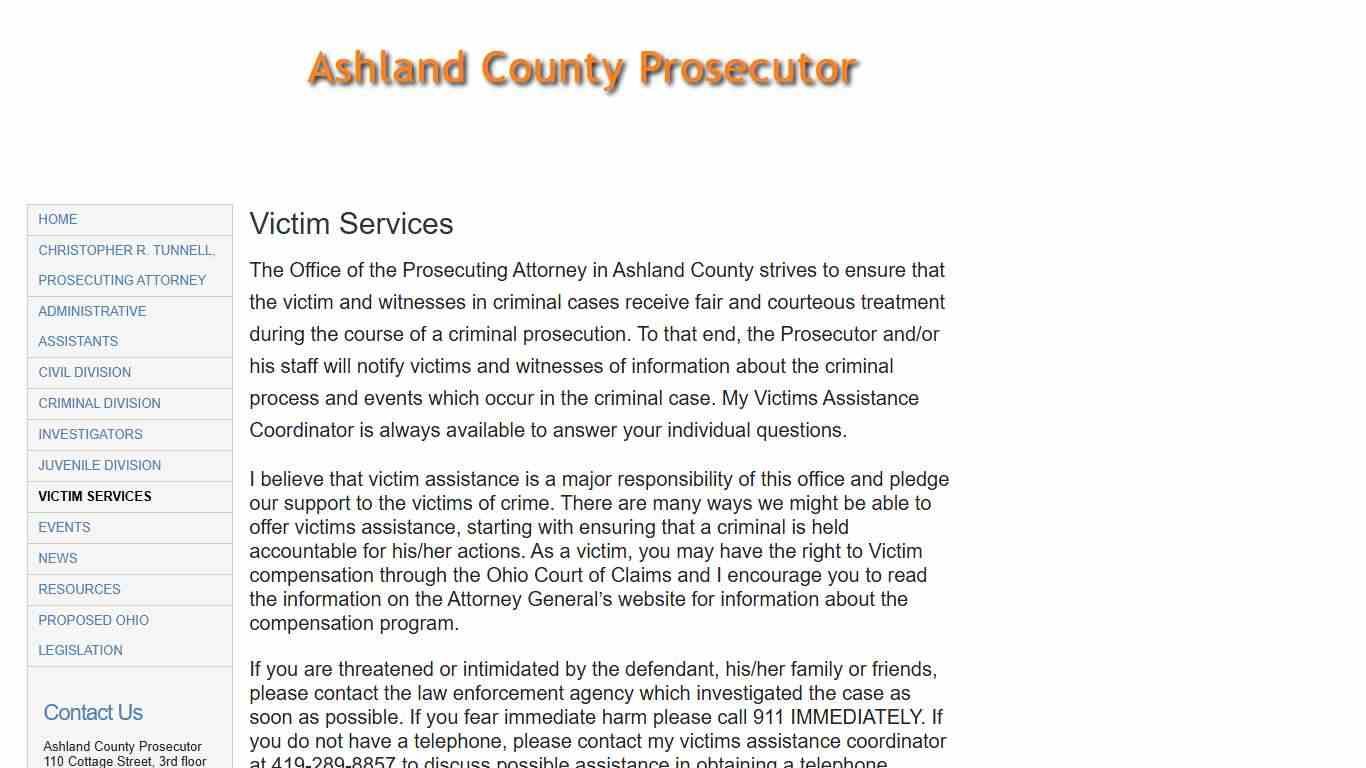 ◊ Victim Services ◊ Ashland County Prosecutor